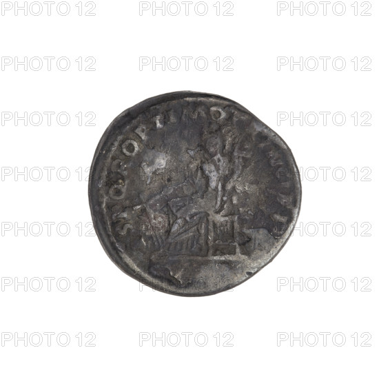 Denarius; Obverse: head of Trajan wearing a laurel wreath, facing right; rim inscription: IMP TRAIANO AVG GER DAC PM TR P. Reverse: Fortuna seated left in a long draped dress, holding a rudder in her right outstretched hand and a cornucopia in her left; rim inscription: SPQR OPTIMO PRINCIPI. 103–111 CE. Roman Empire. Rome. Coin, weight 2.98 g.