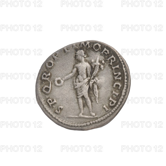Denarius, Trajan (53–117; Roman emperor 98–117). Obverse: bust of Trajan facing right, crowned with a laurel wreath and wearing a robe; rim inscription IMP TRAIANO AVG GER DAC PM TR P COS VPP. Reverse: the Genius, girded with a robe, stands facing left, holding a patera in his outstretched right hand and a cornucopia in his left; rim inscription SPQR OPTIMO PRINCIPI. Date: 103–111. Roman Empire (27 BC–476), Rome. Coin; weight 2.22 g.