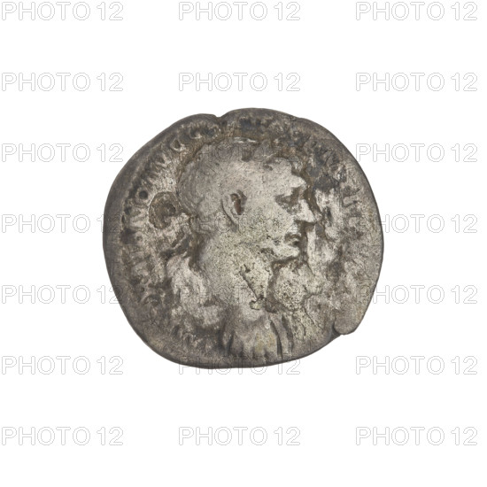Denarius, Trajan (53–117; Roman emperor 98–117). Obverse: bust of Trajan facing right, wearing a laurel wreath and robe; rim inscription: IMP TRAIANO AVG G. Reverse: The Genius, girded with a robe, stands facing left; in his outstretched right hand he holds a patera consecrating gifts over the altar below, and in his left hand a horn of plenty; rim inscription: SPQR OP, INCIPI. Date: 103–111. Roman Empire (27 BC–476), Rome. Coin; weight 2.95 g.