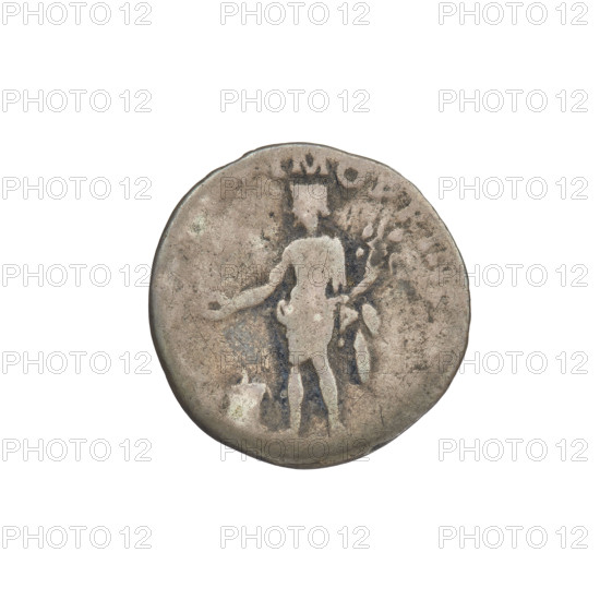 Denarius, Trajan (53–117; Roman emperor 98–117). Obverse: bust of Trajan facing right, wearing a laurel wreath and robe; rim inscription: IMP TRAIANO AVG GER DAC PM. Reverse: the Genius, wearing a robe, stands facing left; in his outstretched right hand he holds a patera consecrating gifts over an altar below, and in his left hand a cornucopia; rim inscription: SPQR OPT, IPI. Date: 103–111. Roman Empire (27 BC–476), Rome. Coin; weight 3.15 g.