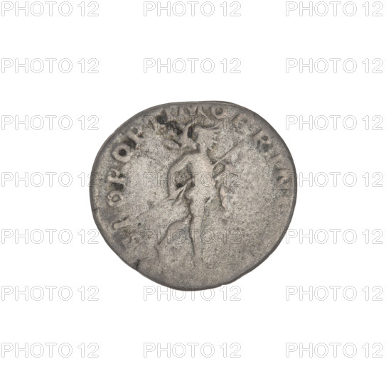 Denarius of Trajan (53–117 CE; Roman emperor 98–117). Obverse: head of Trajan facing right, decorated with a laurel wreath; rim inscription IMP TRAIANO AVG GER DAC PM TR P COS V PP. Reverse: Mars walking right, girded only with a loincloth, wearing a helmet, holding a bowed spear in his right hand and a trophy on his left shoulder; rim inscription SPQR OPTIMO PRINCIPI. Date: 103–111 CE. Roman Empire (27 BC–476). Rome. Coin; weight 3.12 g.