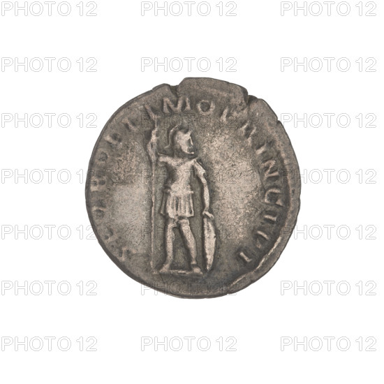 Denarius, Trajan (53–117 CE; Roman emperor 98–117). Obverse: head of Trajan to the right, wearing a laurel wreath; rim inscription IMP TRAIANO AVG GER DAC PM TR P COS VPP. Reverse: Mars standing facing, head to the right, in military dress with helmet, holding a long spear vertically in his right hand and resting on a shield with his left; rim inscription SPQR OPTIMO PRINCIPI. Date: 103–111 CE. Roman Empire (27 BC–476), Rome. Coin; weight 3.01 g.