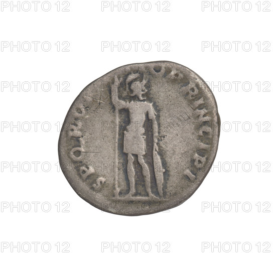 Denarius, Trajan (53–117; Roman emperor 98–117). Obverse: head of Trajan to the right, decorated with a laurel wreath; rim inscription IMP TRAIANO AVG GER DAC PM TR P COS VPP. Reverse: Mars standing straight with head to the right, in military clothes, wearing a helmet, holding a long spear vertically in his right hand, resting on a shield with his left hand; rim inscription SPQR OPTIMO PRINCIPI. Date: 103–111. Rome, Roman Empire (27 BC–476). Coin; weight 2.75 g.