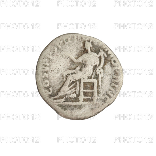 Denarius, Trajan (53–117; Roman emperor 98–117). Obverse: head of Trajan right, decorated with a laurel wreath; rim inscription: IMP NO AVG GE. Reverse: Aequitas (personification), seated left, wearing a long robe, holding scales in her right hand and a cornucopia in her left; rim inscription: COS VPP SPQR, PRINC. Date: 103–111. Roman Empire (27 BC–476). Rome. Coin; weight 3.06 g.
