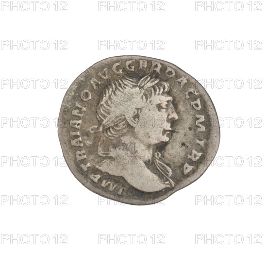Denarius, Trajan (53–117; Roman emperor 98–117). Obverse: head of Trajan to the right, laurel-wreathed; rim inscription: IMP TRAIANO AVG GER DAC PM TR. Reverse: Felicitas standing left in a long robe with drapery, holding a caduceus in her right hand and a cornucopia in her left; rim inscription: COS VPP SPQR OPTIMO PRINCIPI. Date: 103–111. Roman Empire (27 BC–476), Rome. Coin; weight 3.30 g.