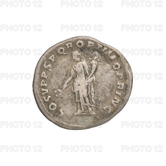 Denarius of Trajan (53–117; Roman emperor 98–117). Obverse: head of Trajan to the right, wearing a laurel wreath; rim inscription: IMP TRAIANO AVG GER DAC PM TR. Reverse: Felicitas (personification), standing left in a long robe with draperies, holding a caduceus in her right hand and a cornucopia in her left; rim inscription: COS VP P SPQR OPTIMO PRINCIPI. Date: 103–111. Roman Empire (27 BC–476), Rome. Coin; weight 3.30 g.