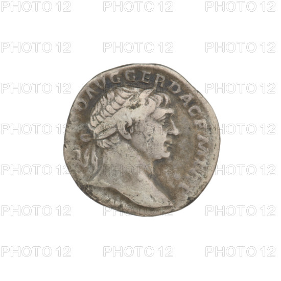 Denarius, Trajan (53–117; Roman emperor 98–117). Obverse: head of Trajan right, laurel-wreathed; rim inscription. Reverse: Pax standing left, dressed to the waist in a long robe with draperies, holding a caduceus in her right hand and a horn of plenty in her left; rim inscription: COS V P P S P Q R OPTIMO PRINC. Date: 103–111. Roman Empire (27 BC–476), Rome. Coin, weight 3.19 g.