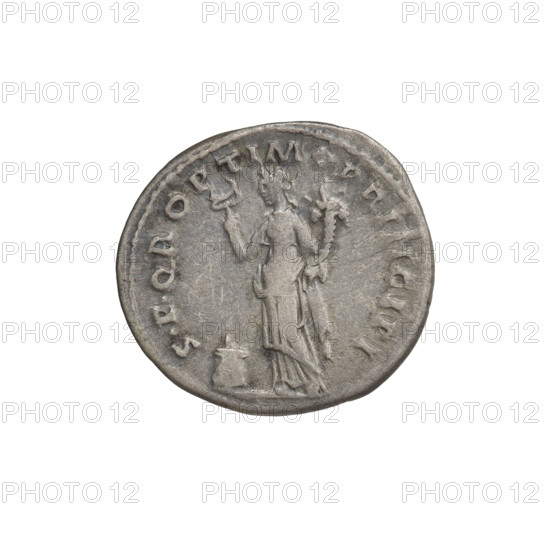 Denarius of Trajan (53–117; Roman emperor 98–117). Obverse: head of Trajan right, wearing a laurel wreath; rim inscription: IMP TRAIANO AVG GER DAC PM TR COS VPP. Reverse: Felicitas (personification), standing left in a long robe with draperies, holding a caduceus in her right hand and a cornucopia in her left, with a burning altar in front of her; rim inscription: SPQR OPTIMO PRINCIPI. Date: 103–111. Roman Empire (27 BC–476). Rome. Coin; weight 3.20 g.