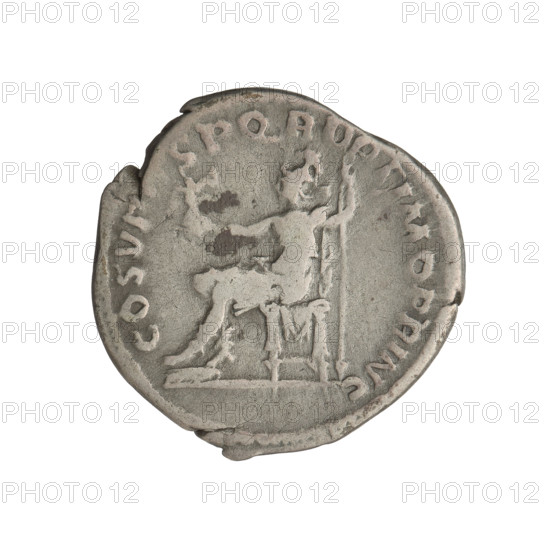 Denarius of Trajan (53–117 CE; Roman emperor 98–117). Obverse: head of Trajan right, decorated with a laurel wreath; rim inscription: AIANO AVG GER DAC PM TR. Reverse: Roma seated left, dressed in military attire, wearing a helmet, holding Victory in her outstretched right hand and a spear vertically in her left; rim inscription: COS VPPSPQR OPTIMO PRINC. Date: 103–111 CE. Roman Empire (27 BCE–476 CE). Rome. Coin. Weight: 3.20 g.