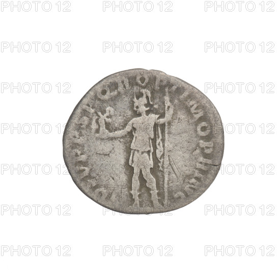 Denarius, Trajan (53–117; Roman emperor 98–117). Obverse: head of Trajan facing right, decorated with a laurel wreath; rim inscription: IMP TRAIANO DAC PM TRP. Reverse: Roma standing left, dressed in military attire, wearing a helmet, holding Victoria in her outstretched right hand and a spear vertically in her left; rim inscription: COS VPPSPQR OPTIMO PRINC. Date: 103–111. Roman Empire (27 BC–476). Rome. Coin. Weight: 3.35 g.