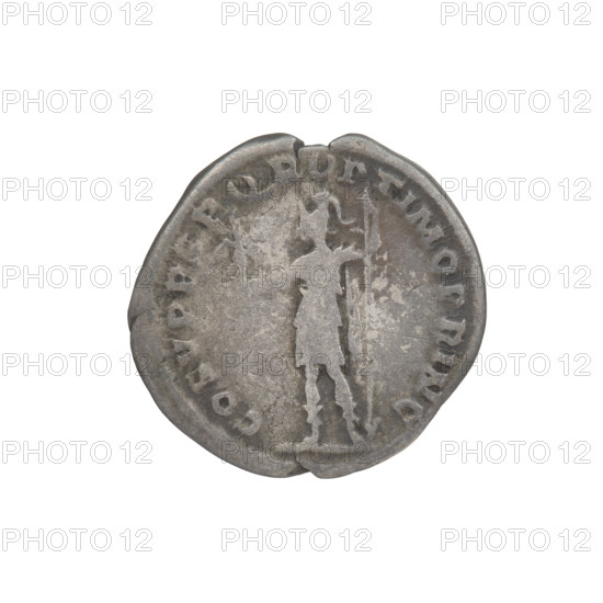 Denarius, Trajan (53–117; Roman emperor 98–117). Obverse: head of Trajan facing right, decorated with a laurel wreath; rim inscription: IMP TRAIANO AVG GER DAC PM TRP. Reverse: Roma standing left, dressed in military attire, wearing a helmet, holding Victoria in her outstretched right hand and a spear vertically in her left; rim inscription: COS VP P SPQR OPTIMO PRINC. Date: 103–111. Roman Empire (27 BC–476). Rome. Coin; weight 2.78 g.