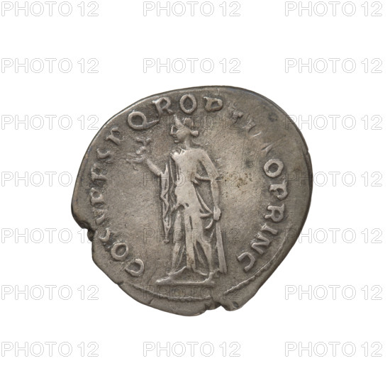 Denarius, Trajan (53–117 CE; Roman emperor 98–117). Obverse: head of Trajan right, decorated with a laurel wreath; rim inscription: IMP TRAIANO AVG GER DAC PM TRP. Reverse: Spes (personification), standing left, wearing a long robe with draperies, holding a flower in her right outstretched hand, slightly raising/supporting her robe with her left hand; rim inscription: COS VP P SPQR OPTIMO PRINC. Date: c. 103–111 CE. Rome, Roman Empire (27 BCE–476 CE). Coin; weight 3.25 g.