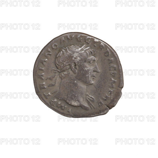 Denarius, Trajan (53–117; Roman emperor 98–117). Obverse: head of Trajan right, decorated with a laurel wreath; rim inscription: IMP TRAIANO AVG GER DAC PM TRP. Reverse: Spes (personification), standing left, wearing a long robe with draperies, holding a flower in her right outstretched hand, slightly raising/supporting her robe with her left hand; rim inscription: COS VP P SPQR OPTIMO PRINC. 103–111 CE. Roman Empire (27 BCE–476 CE). Rome. Coin; weight 3.25 g.