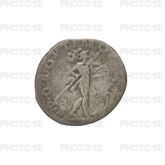 Denarius of Trajan (53–117; Roman emperor 98–117). Obverse: head of Trajan in laurel wreath facing right; rim inscription. Reverse: Mars walking right, completely naked, cloak on shoulders, helmet on head, spear in right hand, trefoil (?) in left hand resting on left shoulder; rim inscription: SPQR OPTIMO PRINCIPI. Date: 112–117. Roman Empire (27 BC–476). Coin, weight 3.02 g.