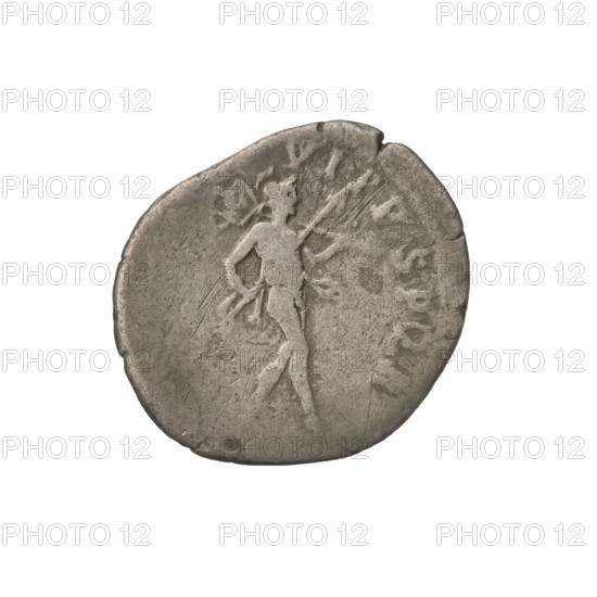 Denarius, Trajan (53–117; Roman emperor 98–117). Obverse: head of Trajan in laurel wreath facing right; rim inscription: IMP TRAIANO OPTIMO AVG GER DAC PM TRP. Reverse: Mars walking right, completely naked, cloak on shoulders, helmet on head, spear in right hand, trefoeum in left hand resting on left shoulder; rim inscription: COS VI PPSPQR. 112–117. Roman Empire (27 BC–476). Rome. Coin. Weight 2.81 g.