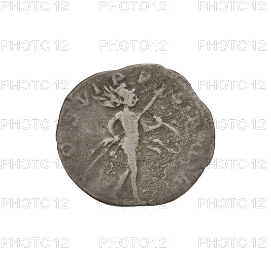 Denarius, Trajan (53–117; Roman emperor 98–117). Obverse: head of Trajan in laurel wreath facing right; rim inscription IMP TRAIANO OPTIMO AVG GER DAC P. Reverse: Mars striding right, completely naked, cloak on shoulders, helmet on head, spear in right hand, trophy in left hand resting on left shoulder; rim inscription COS VI PPSPQR. 112–117 CE. Roman Empire (27 BC–476). Coin, weight 2.68 g.