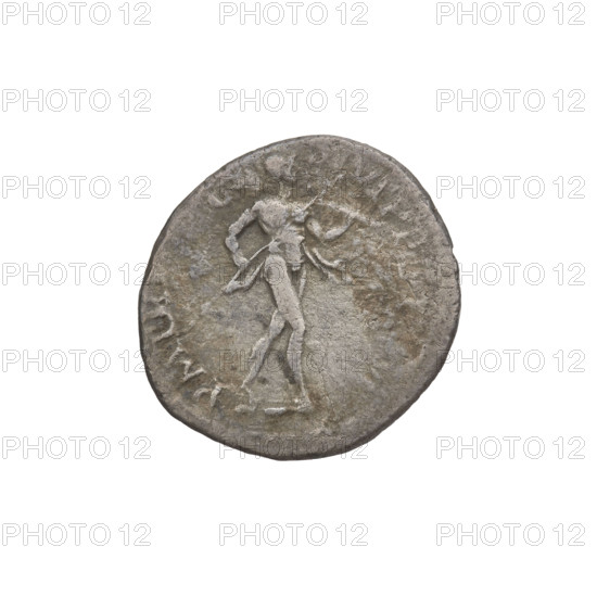 Denarius, Trajan (53–117; Roman emperor 98–117). Obverse: head of Trajan in laurel wreath facing right; rim inscription IMP TRAIANO OPTIMO AVG GER DAC. Reverse: Mars striding right, completely naked, cloak on shoulders, helmet on head, spear in right hand, trophy in left hand resting on left shoulder; rim inscription PM TRP COS VI P P S P Q R. Date: 112–117. Roman Empire (27 BC–476), Rome. Coin; weight 2.65 g.