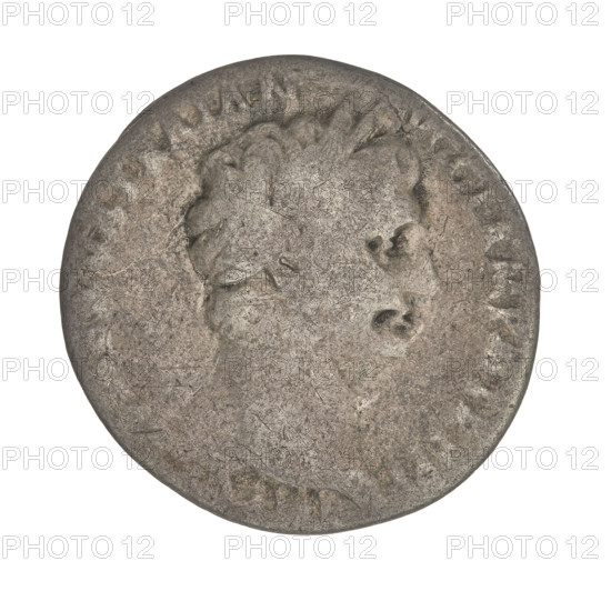 Cistophore of Trajan (53–117; Roman emperor 98–117). Obverse: head of Trajan in laurel wreath facing right; rim inscription: IMP CAES NERVA TRAIANO OPTIMO AVG GERM TR PPP. Reverse: three banners, the central one surmounted by a legionary eagle; rim inscription illegible. Date: 98–117 CE. Roman Empire (27 BC–476). Coin; weight 9.20 g.