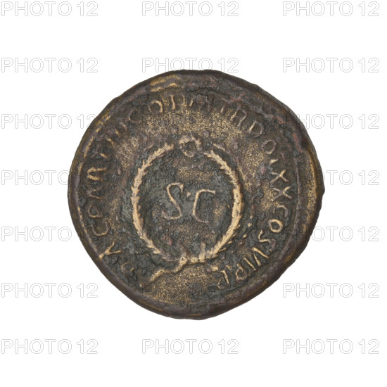 Trajan (53–117; Roman Emperor 98–117). Bronze coin (weight 8.45 g), 114–117 CE, Roman Empire (Cyprus). Obverse: head of Trajan in radiant crown facing right; rim inscription: IMP CAES NER TRAIANO OPTIMO AVG GERM. Reverse: letters SC surrounded by an oak wreath; rim inscription: DAC PARTHICO PM TR POT XX COS VI PP.