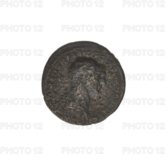 semis, Trajan (53–117; Roman emperor 98–117); obverse: head of Trajan in radiant crown facing right; rim inscription illegible; reverse: letters SC surrounded by an oak wreath; rim inscription: DAC PARTHICO PM TR POT XX COS VI PP; dated 114–117; Roman Empire (27 BC–476); Cyprus; coin; weight 4.85 g