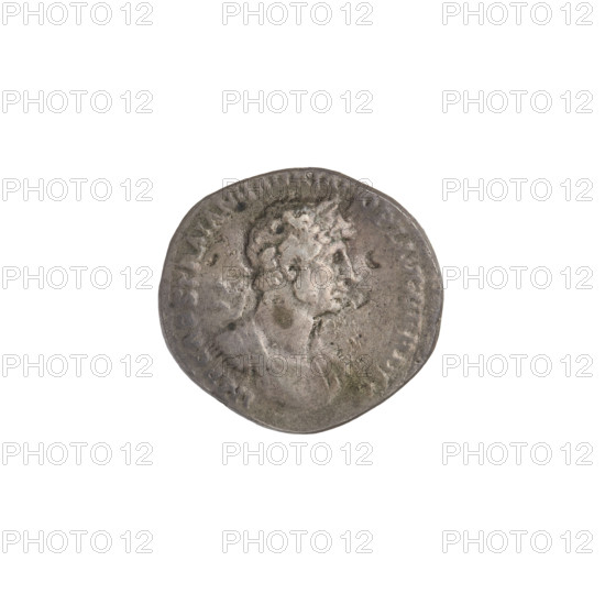 Denarius, Hadrian (76–138; Roman emperor 117–138). Obverse: head of Hadrian right, laurel wreath in hair; rim inscription: IMP CAES TRAIAN HADRIAN OPT AVG GER DAC. Reverse: Concordia seated on a throne left, dressed in a long robe with draperies, holding a patera in her right hand, her left hand rests on the figure of Spes, a cornucopia behind the throne; rim inscription: ARTHIC DIVI TRAIAN AVG FPM TR P COS PP; inscription in the field: CONCORD. Date: 117. Rome, Roman Empire (27 BC–476). Coin; weight 3.00 g.