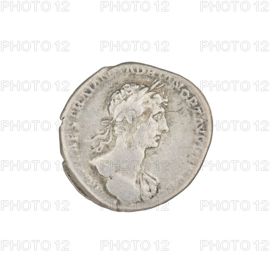 Denarius, Hadrian (76–138; Roman emperor 117–138). Obverse: Hadrian's head right, laurel wreath in hair; rim inscription: IMP CAES TRAIAN HADRIAN OPT AVG GER DAC. Reverse: Fortuna seated on a throne left, wearing a long robe with draperies, holding a ship's rudder in her right hand and a cornucopia in her left; rim inscription: PARTHIC DIVI TRAIAN AVG FPM TR P COS PP; episode inscription: FORT RED. 117, Rome, Roman Empire (27 BC–476). Coin; weight 3.32 g.