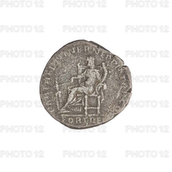 Denarius, Hadrian (76–138; Roman emperor 117–138). Obverse: head of Hadrian right, laurel wreath in hair; rim inscription: IMP CAES TRAIAN HADRIAN OPT AVG GER DAC. Reverse: Fortuna seated on a throne left, wearing a long robe with drapery, holding a ship's rudder in her right hand and a cornucopia in her left; rim inscription: PARTHIC DIVI TRAIAN AVG FPM TR P COS PP. Episode inscription: FORT RED. Date: 117. Rome, Roman Empire (27 BC–476). Coin; weight 3.11 g.