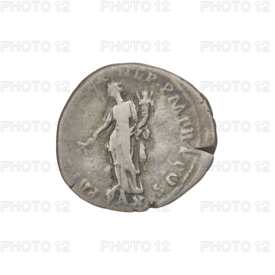 Denarius, Hadrian (76–138; Roman emperor 117–138). Obverse: bust of Hadrian right, laurel wreath in his hair; rim inscription: IMP CAES TRAIAN HADRIANO AVG DIVI TRA. Reverse: Pax standing left, dressed in a long robe with draperies, holding a branch in her right hand and a cornucopia in her left; rim inscription: PA, P COS; in the field inscription: PAX. Date: 117. Rome, Roman Empire (27 BC–476). Coin; weight 2.62 g.