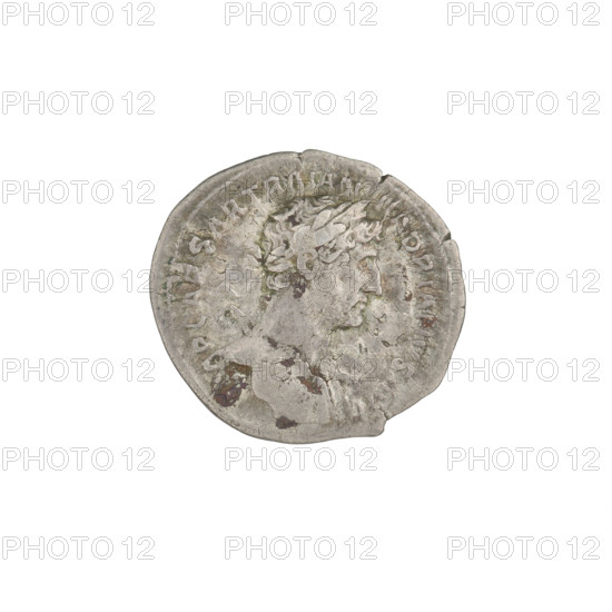 Denarius, Hadrian (76–138; Roman emperor 117–138). Obverse: Hadrian's head to the right, laurel wreath in hair; rim inscription: IMP CAESAR TRAIAN HADRIANVS AVG. Reverse: Concordia sits on a throne to the left, dressed in a long robe with draperies, holding a patera in her right hand; her left hand rests on the figure of Spes, a cornucopia behind the throne; rim inscription: PM TR P COS II. Inscription in the field: CONCORD. Date: 118. Rome, Roman Empire (27 BC–476). Coin; weight 3.19 g.