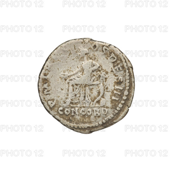 denarius, Hadrian (76–138; Roman emperor 117–138); Obv.: Hadrian's head to the right, laurel wreath in hair; rim inscription: IMP CAESAR TRAIAN HADRIANVS AVG. Rev.: Concordia sits on a throne to the left, dressed in a long robe with draperies, holding a patera in her right hand; her left hand rests on the figure of Spes, a cornucopia behind the throne; rim inscription: PM COS DES II; inscription in the episode: CONCORD. 118, Rome, Roman Empire (27 BC–476); coin; weight 3.08 g.