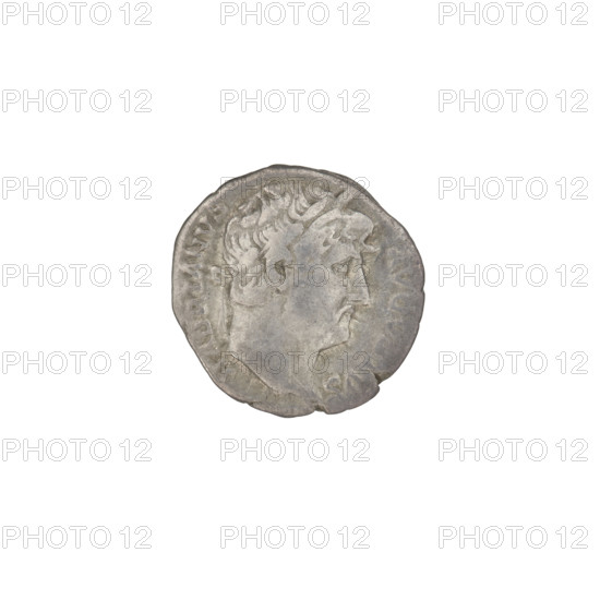Denarius of Hadrian (76–138; Roman emperor 117–138). Obverse: head of Hadrian in laurel wreath facing right; rim inscription HADRIANVS AVGVSTVS. Reverse: Pudicitia (personification) seated left, wearing a long dress and veil, holding her veil with her right hand and left hand on her knee; rim inscription COS III. Date: 125–128. Place: Rome, Roman Empire (27 BC–476). Coin; weight 3.40 g.
