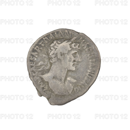 Denarius, Hadrian (76–138; Roman emperor 117–138). Obverse: Hadrian's head to the right, laurel wreath in hair; rim inscription: IMP CAESAR TRAIAN HADRIANVS AVG. Reverse: Fortuna seated on a throne to the left, wearing a long robe with draperies, holding a ship's rudder in her right hand and a cornucopia in her left; rim inscription: PM TR P COS II; inset inscription: FORT RED. Dated 118, Rome, Roman Empire (27 BC–476). Coin, weight 3.15 g.