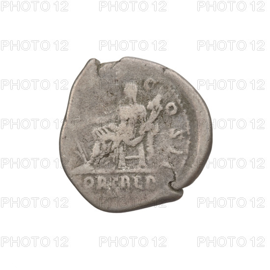 Denarius, Hadrian (76–138; Roman emperor 117–138). Obverse: Hadrian's head to the right, laurel wreath in his hair; rim inscription 'IMP CAESAR TRAIA'. Reverse: Fortuna seated on a throne to the left, wearing a long robe with draperies, holding a ship's rudder in her right hand and a cornucopia in her left; rim inscription 'COS II'; inset inscription 'FORT RED'. Date: 118. Rome, Roman Empire (27 BC–476). Coin, weight 2.95 g.