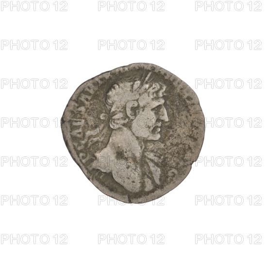 Denarius, Hadrian (76–138; Roman emperor 117–138). Obverse: Hadrian's head to the right, laurel wreath in his hair; rim inscription IMP CAES TRAIA. Reverse: Iustitia seated on a throne to the left, dressed in a long robe with draperies, holding a patera in her right hand and a long scepter in her left; rim inscription PM TR PC; field inscription IVSTITIA. Date: 118. Place: Rome, Roman Empire (27 BC–476). Coin; weight 2.42 g.