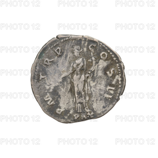 Denarius, Hadrian (76–138; Roman emperor 117–138). Obverse: bust of Hadrian facing right, laurel wreath in hair; rim inscription: IMP CAESAR TRAIAN HADRIANVS AVG. Reverse: Pax standing left, dressed in a long robe with draperies, holding a branch in her right hand and a cornucopia in her left; rim inscription: PM TRP COS II; inset inscription: PAX. Date: 118. Place: Rome, Roman Empire (27 BC–476). Coin; weight 3.12 g.