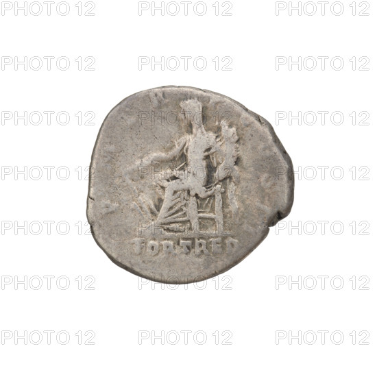 Denarius, Hadrian (76–138; Roman emperor 117–138). Obverse: Hadrian's head to the right, laurel wreath in hair; rim inscription: IMP CAESAR TRAIAN HADRIANVS AVG. Reverse: Fortuna seated on a throne to the left, wearing a long robe with draperies, holding a ship's rudder in her right hand and a cornucopia in her left; rim inscription: PM TR P COS II; inset inscription: FORT RED. Dated 118. Rome, Roman Empire (27 BC–476). Coin; weight 3.20 g.