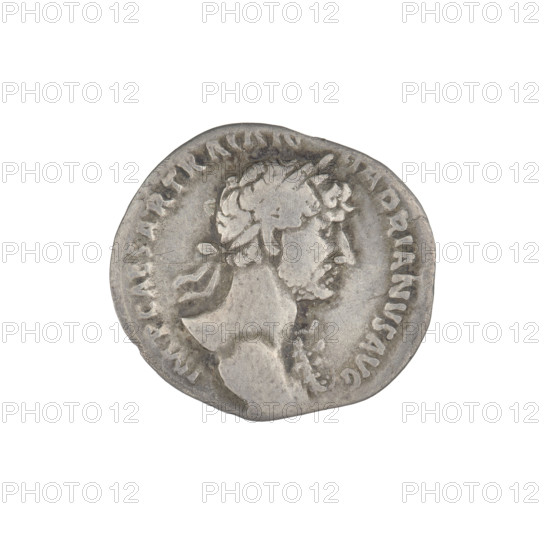 Denarius, Hadrian (76–138; Roman emperor 117–138). Obverse: bust of Hadrian right, laurel wreath in hair; rim inscription: IMP CAESAR TRAIAN HADRIANVS AVG. Reverse: Pax standing left, dressed in a long robe with draperies, holding a branch in her right hand and a cornucopia in her left; rim inscription: PM TRP COS II; inset inscription: PAX. 118, Rome, Roman Empire (27 BC–476). Coin; weight 3.05 g.