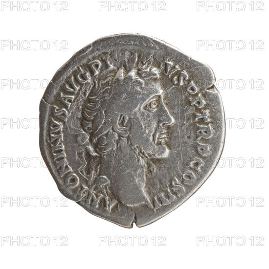 Denarius of Antoninus Pius (r. 138–161), ca. 140–144. Obverse: Head of Antoninus Pius in a laurel wreath facing right, legend ANTONINVS AVG PI - VS PP TR P COS III. Reverse: Aequitas standing left, holding scales in his outstretched right hand and a long staff (pertica) in his left, legend AE - QVI - TAS AVG. Roman Empire; Rome. Coin; diameter 17.0–17.5 mm, weight 3.05 g, axis 180°.