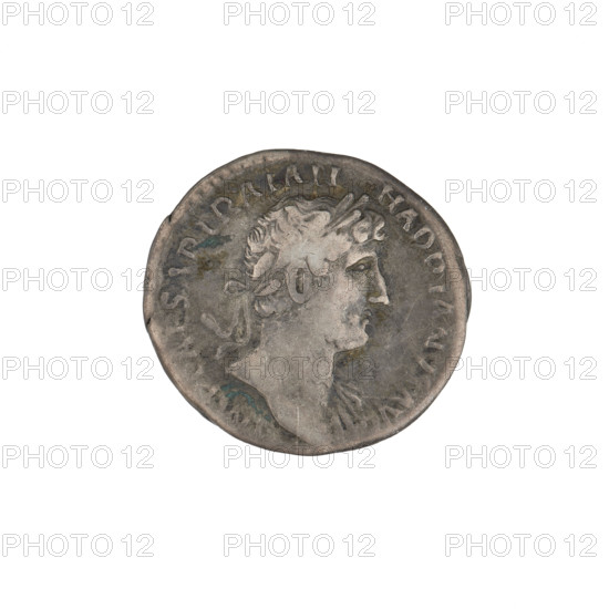 Denarius, Hadrian (76–138; Roman emperor 117–138). Obverse: bust of Hadrian to right, laurel wreath in his hair; rim inscription IMPCAESARTRAIANHADRIANVS. Reverse: Felicitas standing left, wearing a long robe with draperies, holding a caduceus in her right hand and a cornucopia in her left; rim inscription PM TR P COS III. Date: 119–122. Place: Rome, Roman Empire (27 BC–476). Coin; weight 3.31 g.