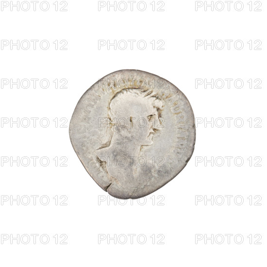 Denarius; Hadrian (76–138, Roman emperor 117–138). Obverse: bust of Hadrian right, laurel wreath in hair; rim inscription IMPCAESARTRAIANHADRIANVS. Reverse: Felicitas (personification) standing left, wearing a long robe with draperies, holding a caduceus in her right hand and a cornucopia in her left; rim inscription PM TR P. Date: 119–122. Place: Rome, Roman Empire (27 BC–476). Medium: coin. Weight: 2.77 g.