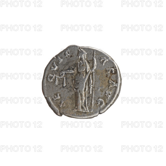 Denarius of Antoninus Pius (86–161; Roman emperor 138–161), obverse: head of Antoninus Pius uncovered to the right, inscription ANTONINVS AVG PIV S PP TR P COS III; reverse: Aequitas standing left holding scales in her outstretched right hand and a long staff (pertica) in her left, inscription AE QVIT AS AVG. Date: 140–144. Roman Empire, Rome. Coin; diameter 16.0–18.0 mm, weight 3.54 g, axis 0°.