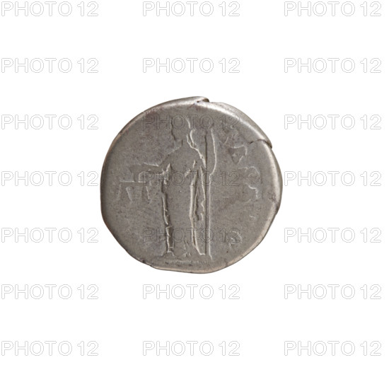 Denarius, Antoninus Pius (86–161; Roman emperor 138–161), issuer: Antoninus Pius; obverse: head of Antoninus Pius in a laurel wreath facing right, inscription ANTONINVS AVG PI - VS PP TR P COS III; reverse: Aequitas standing left, holding scales in his outstretched right hand and a long staff (pertica) in his left, inscription AE - Q, - TAS AVG; date: 140–144; culture: Roman Empire (27 BC–476); place: Rome; object type: coin; materials/measurements: coin, diameter 17.0–17.5 mm, weight 3.32 g, axis 180 degrees.