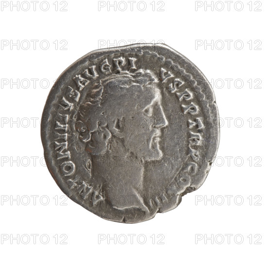 Denarius of Antoninus Pius (ruled 138–161). Obverse: head of Antoninus Pius uncovered to the right; legend ANTONINVS AVG PI - VS PP TR P COS III. Reverse: Aequitas standing left, holding scales in right hand and a long staff (pertica) in left; legend E - QVI - TAS AVG. Dated 140–144. Roman Empire, Rome. Coin; diameter 17.5 mm, weight 3.00 g, axis 15°.