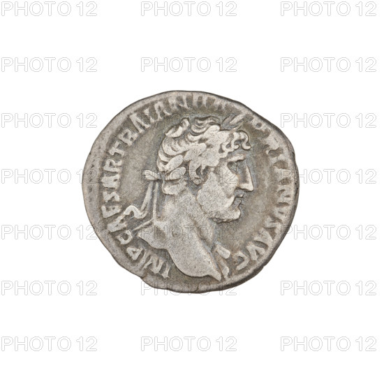Denarius, Hadrian (76–138; Roman emperor 117–138). Obverse: laureate head of Hadrian right; rim inscription IMPCAESARTRAIAN HADRIANVSAVG. Reverse: Felicitas seated on a throne left, wearing a long robe with drapery, holding a caduceus in her right hand and a horn of plenty in her left; rim inscription PM TR P COS II; field inscription FEL PR. 119–122 CE, Rome, Roman Empire. Coin; weight 3.30 g.