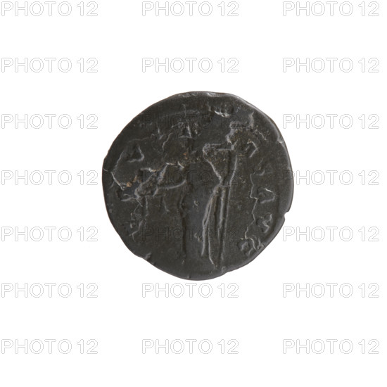 Denarius of Antoninus Pius (86–161; Roman emperor 138–161), c. 140–144. Obverse: Head of Antoninus Pius bare, right; inscription TONINVS AVG PI - VS PP TR P COS III. Reverse: Aequitas standing left, holding scales in outstretched right hand and a long staff (pertica) in left; inscription EQVI - AS AVG. Roman coin; diameter 19.0 mm, weight 2.85 g, axis 0°.