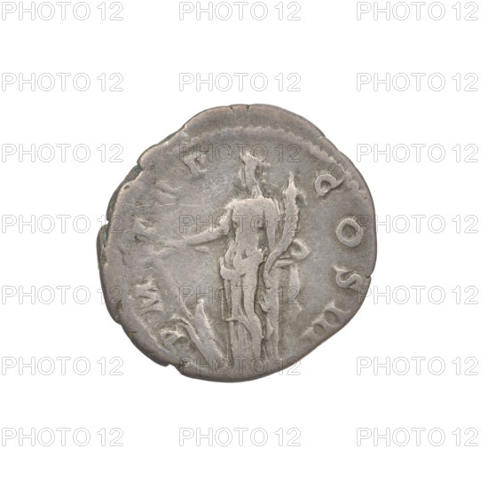 Denarius, Hadrian (76–138; Roman emperor 117–138). Obverse: bust of Hadrian right, laurel wreath in hair; rim inscription IMP CAESAR TRAIAN HADRIANUS AUG. Reverse: Fortuna standing left, wearing a long robe with drapery, holding a ship's rudder in her right hand and a cornucopia in her left; rim inscription PM TR P COS III. Date: 119–122. Rome, Roman Empire (27 BC–476). Coin; weight 3.32 g.