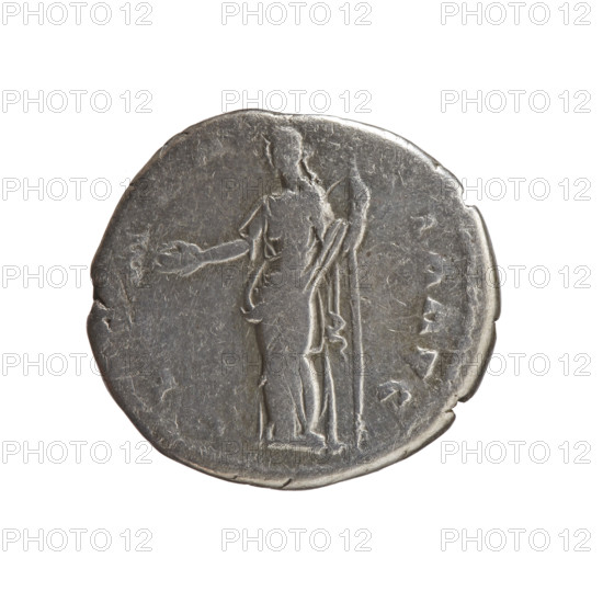 Denarius, Antoninus Pius (86–161; Roman emperor 138–161), issuer: Antoninus Pius; iconography: scepters, Clementia (personification), paterae, personifications. Obverse: Head of Antoninus Pius in a laurel wreath facing right, inscription ANTONINVS AVG P...VS PP TR P, all around. Reverse: Clementia standing left, holding a patera in her outstretched right hand and a long scepter in her left, inscription CLEMEN...IA AVG all around. Date: 140–144. Roman Empire, Rome. Coin: diameter 17.5–18.0 mm, weight 3.00 g, axis 180 degrees.