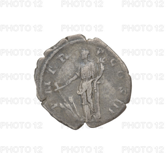 Denarius, Hadrian (76–138; Roman emperor 117–138). Obverse: bust of Hadrian right, laurel wreath in hair; rim inscription: IMP CAESAR TRAIAN HADRIANVS AVG. Reverse: Fortuna standing left, wearing a long robe with draperies, holding a ship's rudder in her right hand and a cornucopia in her left; rim inscription: PM TR P COS III. Date: 119–122. Place: Rome. Material: coin. Weight: 2.50 g.