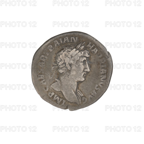 Denarius, Hadrian (76–138; Roman emperor 117–138). Obverse: bust of Hadrian facing right, laurel wreath in his hair; rim inscription: IMPCAESARTRAIANHADRIANVS. Reverse: Fortuna standing left, wearing a long robe with draperies, holding a ship's rudder in her right hand and a cornucopia in her left; rim inscription: PM TR P COS III. Date: 119–122. Rome, Roman Empire (27 BC–476). Coin; weight 2.60 g.