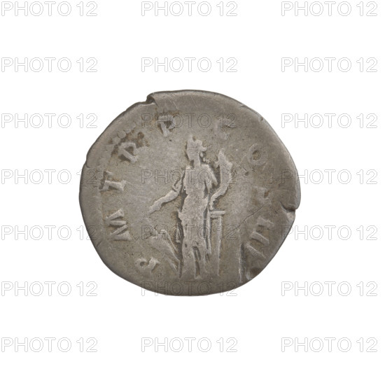 Denarius, Hadrian (76–138; Roman emperor 117–138). Obverse: bust of Hadrian to right, laurel wreath in his hair; rim inscription IMP CAESAR TRAIAN HADRIANVS AVG. Reverse: Fortuna standing left, wearing a long robe with draperies, holding a ship's rudder in her right hand and a cornucopia in her left; rim inscription PM TR P COS III. Date: 119–122. Rome, Roman Empire (27 BC–476). Coin; weight 2.60 g.